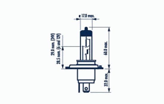 48892, Лампа H4 Halogen 24V 75/70W P43t  64196