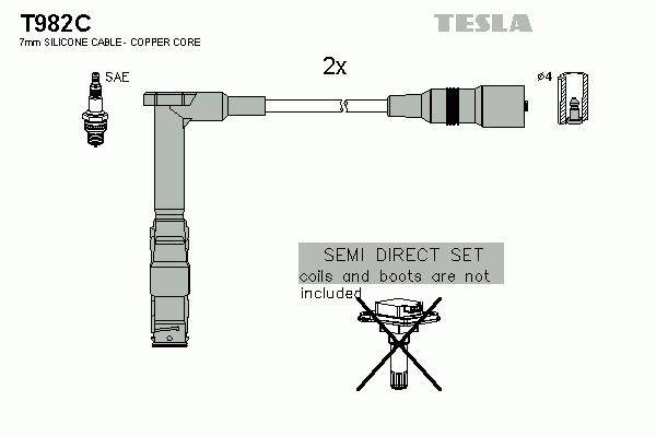 T982C, Кабель зажигания, к-кт TESLA Mercedes1,8;2,0;2,3;2,0/2,3compressdor 94
