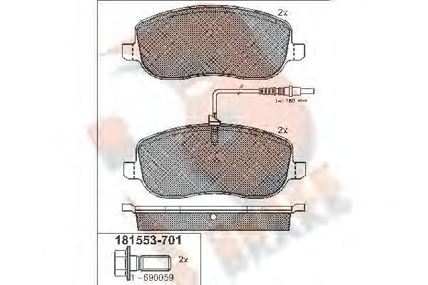 RB1553-701, Комплект тормозных колодок, дисковый тормоз