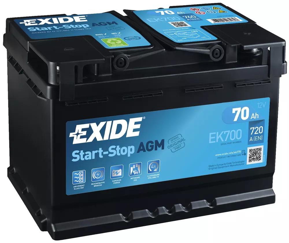 EK700, АКБ Exide Start-Stop AGM 12V 70Ah 760EN 278x175x190 -/+
