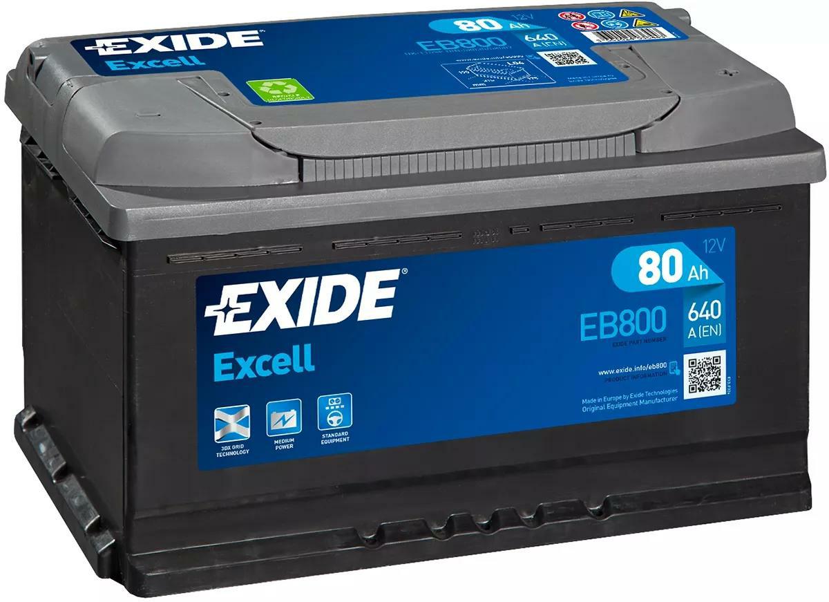 EB800, **АКБ Exide  EXCELL 12V  80Ah  640EN  315x175x190 -/+,
