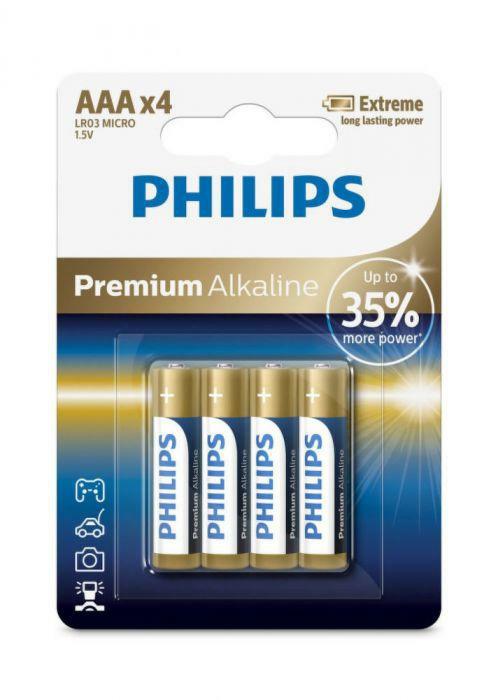 LR03 Premium Alkaline, baterie Philips Premium Alkaline AAA B4 (4 buc.),
