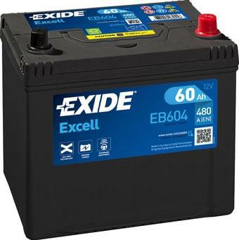 EB604, **АКБ Exide EXCELL 12V 60Ah 480EN 230x173x222 -/+ Japan,
Аккумуляторы EXIDE EXCELL подходят для большинства современных автомобилей со стандартным оснащением. Аккумуляторы EXIDE EXCELL имеют дополнительный 15% запас мощности.

Производитель: Exide Technologies.
Гарантия: 24 месяца.

Напряжение  12 В  
Емкость  60 Ah  
Пусковой ток (EN)  390 A  
Полярность  обратная  
Индикатор заряда   
Длина  230 мм  
Ширина  173 мм  
Высота  222 мм  

-/+