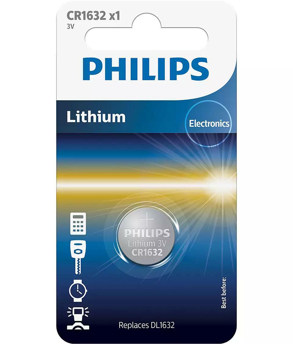 CR1632 3.0V, Батарейка Philips Lithium 3.0V coin 1-blister (16.0x 3.2) (1 шт.),
