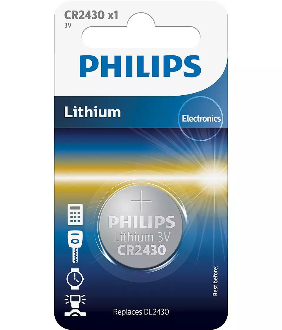 CR2430 3.0V, Батарейка Philips Lithium 3.0V coin 1-blister (24.5 x 3.0) (1 шт.),
