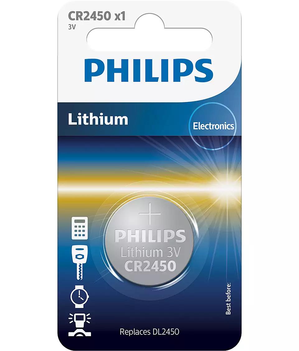 CR2450 3.0V, Батарейка Philips Lithium 3.0V coin 1-blister (24.5 x 5.0) (1 шт.),
