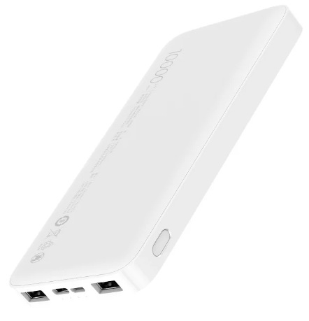 PB100LZM, Acumulator,
Аккумулятор внешний Xiaomi Redmi Power Bank 10000 mAh White
Цвет товара: Белый
Общие характеристики
Емкость: 10000 мА*ч (37 Вт*ч)
Одновременная зарядка двух устройств: есть
Вход
Разъем: micro USB или USB Type-C
Напряжение: 5 В
Ток: 2,1 А
Выход
Максимальный ток: 2.4 А
Разъемы: USBx2
Максимальный ток на USB 1: 2.4 А
Максимальный ток на USB 2: 2.4 А
Переходник на micro USB: есть
Батарея
Тип: Li-Polymer
Напряжение: 3.7 В
Дополнительно
Защита от короткого замыкания: есть
Защита от перегрузки: есть
Защита от перегрева: есть
Индикатор заряда: есть
Материал корпуса: пластик
Размеры: 150.5x73.6x15.1 мм
Вес: 245 г
Комплектация: кабель USB