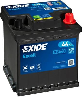 EB440, **АКБ Exide EXCELL 12V 44Ah 400EN 175x175x190 -/+
