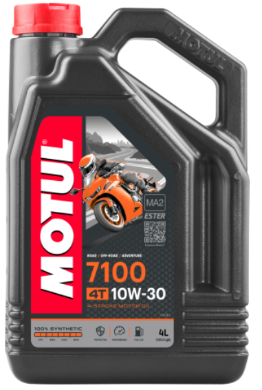 10W30 4T 7100 4L, Масло для мототехники (104090) Motul,
Применение
Современные высокотехнологичные дорожные и внедорожные мотоциклы, спортивные мотоциклы, эндуро, триал, оснащенные 4-х тактными двигателями с интегрированной и неинтегрированной коробкой переключения передач и сцеплением в масляной ванне или «сухим». Предназначено для двигателей, отвечающих требованиям норм EURO 2 или EURO 3, оснащенных системой нейтрализации отработанных газов: каталитические нейтрализаторы, подвод воздуха в выпускной тракт...
Прочее применение: мотоциклы без каталитических нейтрализаторов, скутеры, квадроциклы, мопеды...
Рекомендуется для двигателей HONDA & YAMAHA, где требуется вязкостная характеристика SAE 10W-30.

Характеристики

Класс качества масла
API SL/SJ/SH/SG

Испытание на соответствие техническим условиям
JASO MA № M033MOT077