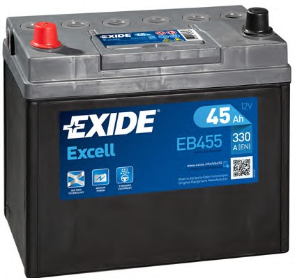 EB455, **АКБ Exide  EXCELL 12V  45Ah  330EN  237x127x227 +/-