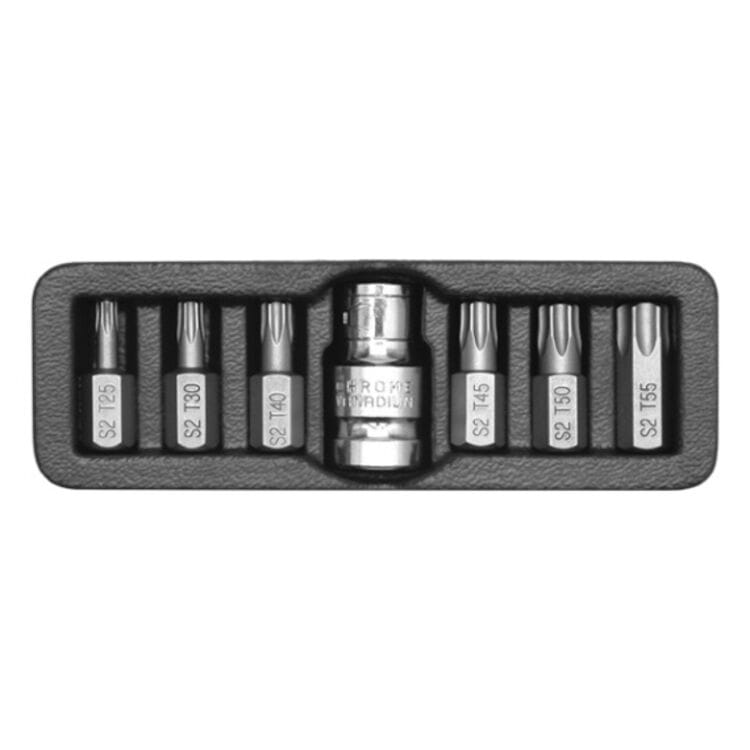 YT-0410, Набор специальных бит 1/2" TORX T25-T55 L30 мм CrV (7шт)