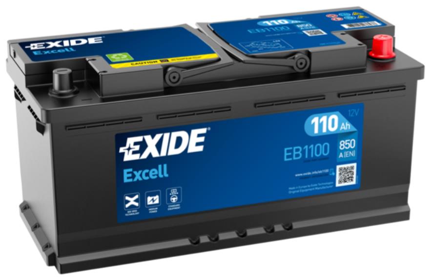 EB1100, АКБ Exide  EXCELL 12V  110Ah  850EN  392x175x190 -/+
