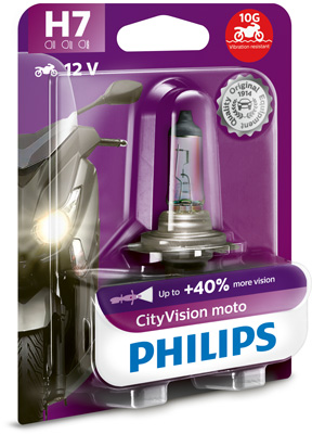 12972CTVBW, Лампа H7 CityVision Moto +40% 12V 55W PX26d,
