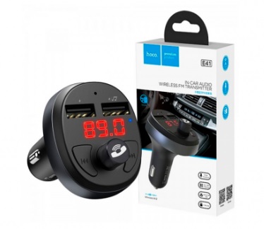 E41, Модулятор FM MP3 блютуз,
Hoco E41 - автомобильное зарядное устройство с Bluetooth FM-передатчиком, выполняющее 3 функции:
Заряжает смартфоны и планшеты
Проигрывает музыку со смартфона или флешки на бортовой автомагнитоле
Принимает звонки со смартфона по громкой связи - Hands-free
Надёжное беспроводное соединение
Улучшенный Bluetooth FM-передатчик версии 4.2 уверенно держит беспроводное соединение между сопряжёнными устройствами, он устойчив к внешним помехам. Зарядное устройство Hoco E41 поддерживает потоковую передачу HD звука и оснащается микрофоном с эхо- и шумоподавлением для громкой связи
"Всеядный" музыкальный проигрыватель
Встроенный MP3-проигрыватель поддерживает аудиофайлы форматов MP3 | WMA | WAV | FLAC. Здесь реализована поддержка звука на уровне Hi-Fi без потери качества
Подсоедините флешку с музыкой к разъёму USB с изображением ноты, настройте частоту FM-передатчика и ловите музыкальную волну на бортовой автомагнитоле
Hands-free звонки
Подключите смартфон по Bluetooth к Hoco E41 чтобы безопасно отвечать на звонки, когда управляете автомобилем:
одно короткое нажатие - приём | завершение вызова
нажатие с 2-х секундным удержанием - отбой вызова
двойное короткое нажатие - вызов последнего набранного номера
Два порта зарядки
Два порта USB-A позволяют заряжать два гаджета одновременно. Зарядное устройство Hoco E41 питается от прикуривателя, поэтому оно подходит для большинства современных автомобилей с напряжением электросети 12-24 В