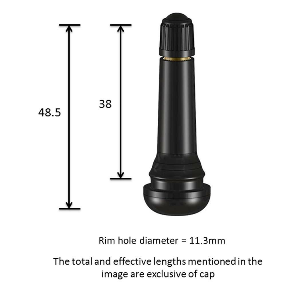 TR 414 (JDI), Supapa cauciuc, L=48,5 mm., D=11,3 mm., asamblat EPDM (JDI),
Вентиль резиновый, L=48,5 мм., D=11,3 мм., в сборе  EPDM (JDI)
Сертификат TUV ETRTO: V2-03-2
В упаковке - 100 шт.
Длина: 48.5 мм.
Отверстие в диске: 11,3 мм
Максимальная толщина диска в месте установки: 4 мм.
Максимальное давление: 4,5 Бар (холодное).
Для легковых автомобилей и SUV. 