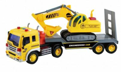 WY571A, Autovehicola,
Инерционная машина 1:16 "Construction Trailer Truck" (свет, звук)
Размеры: 37 cm x 9 cm x 15 cm 
Размер коробки : 42x12x19 см