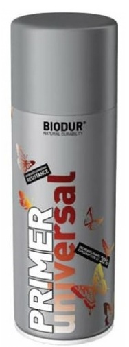 BIODUR GRUND WHITE, SPRAY VOPSEA-GRUND "BIODUR" ALBA 400ML,
Грунт-спрэй BIODUR белый 400мл
   Характеристики
Торговая марка: Biodur
Поверхность: Металл, Бетон, Дерево, Гипсокартон, Стекло, Керамика
Применение: для наружных работ, для внутренних работ
Основа материала: органический растворитель
СВОЙСТВА
Отлично защищает от коррозии
Хорошо покрывает поверхность
Короткое время высыхания
Не прилипает
Отличная межслойная адгезия
Грунтовка улучшает сцепление
Совместима со всеми типами лакокрасочных покрытий на водной основе и на основе растворителей: алкидными, акриловыми, нитрокомбинациями 
ОБЛАСТЬ ПРИМЕНЕНИЯ
Универсальная грунтовка предназначена для усиления адгезии лакокрасочных покрытий к основанию. Используется со всеми видами красок.
ПОДГОТОВКА ОСНОВАНИЯ
Перед окраской поверхность необходимо очистить от грязи, пыли и жира. Поверхность должна быть абсолютно сухой.
ВЫПОЛНЕНИЕ РАБОТ
Перед применением содержимое баллона тщательно перемешать в течение 3-х минут. Во время использования его также рекомендуется периодически встряхивать. Держать баллон вертикально. Распылять грунт тонким слоем с расстояния 25-30 см. Время высыхания - 10–15 минут при температуре +25°С. Расход на однослойное покрытие: площадь покрытия в зависимости от толщины слоя составляет 1,5–2,0 м2.
ХРАНЕНИЕ
Хранить в течение 60 месяцев с даты изготовления, в плотно закрытой таре, вдали от приборов отопления и электрических устройств, предохраняя от влаги и прямых солнечных лучей, в местах недоступных для детей при температуре от +5°С до +35°С.
УПАКОВКА
400 мл
ТЕХНИЧЕСКИЕ ХАРАКТЕРИСТИКИ
СОСТАВ: Алкидная смола, растворитель, пигменты.