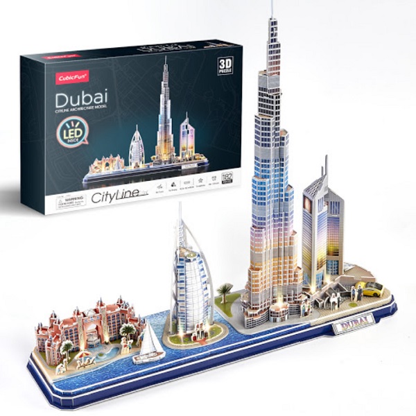 L523h, 3D Puzzle „Dubai” cu iluminare LED, 182 elemente,
Пазлы 3D Dubai со светодиодной подсветкой,182 элемента
Размер товара: 53 х 15 х 48 см
Количество элементов: 182
Дополнительная информация   светодиодная подсветка
Тип батареи   2 x типа AA (не включены)
3D пазл “Дубай” со светодиодной подсветкой от  CubicFun очень интересная головоломка для всей семьи. 
Вместе собирая 3D пазл со своими детьми, вы  можете им рассказать о том что Дубай — самый крупный город Объединённых Арабских Эмиратов, но столицей он не является. Великолепный город Дубай, интересный, многогранный и необычный — настоящий оазис в пустыне. Стремительно выросший после того, как в ОАЭ обнаружили нефть, он быстро стал одним из самых современных мегаполисов мира, и он действительно впечатляет.
3D пазлы удивительное хобби которое развивает не только логического мышления, мелкую моторику, усидчивости и аккуратность, но и учит многому интересному о мире за весело проведенном времени в кругу семьи.