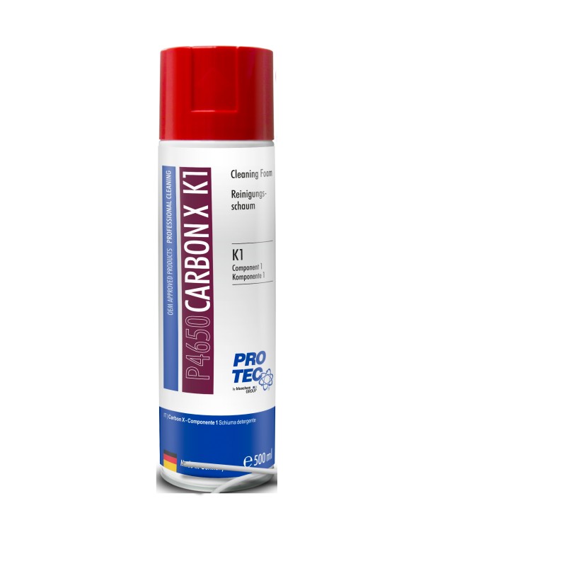 P4650-1, Aditiv decarbonizarea camerei de aprindere K1 500ml,
Декарбонизант камеры сгорания (K1)
Продукт удаляет остатки углерода в зоне головки цилиндров, в частности на клапанах, головке поршня, верхней поверхности поршня и в области первого поршневого кольца. Остатки в клапане рециркуляции отработавших газов, турбокомпрессоре и системе впуска воздуха (впускной
коллектор к впускным клапанам) также надежно устраняются.
Свойства: 
  Компонент К1: (чистящая пена) - специально разработанная высокоэффективная формула, которая растворяет и удаляет все загрязнения в двигателе и камере сгорания.
  Продукт удаляет остатки углерода в зоне головки блока, в частности клапанов, поршней, поршня сверху и в зоне первого поршневого кольца. Он также очищает седла впускных и выпускных клапанов (если они открыты). Остатки сажи на клапане EGR, турбокомпрессоре и системе впуска воздуха (впускной коллектор, впускные клапаны).
  Carbon х совместим со всеми компонентами двигателя. 
Это высокопрофессиональное приложение, требующее глубоких профессиональных знаний!
Область применения: 
 Предназначен для всех бензиновых и дизельных двигателей.
Объем: 500 мл