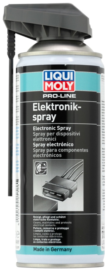 7386, Spray pentru cablaje electrice,
Спрей для электропроводки Pro-Line Electronic-Spray 0,4л
Для обслуживания и ухода (чистки и защиты) всех электрических конструктивных элементов транспортных средств, таких как: штекерные и клеммные соединения, цоколи ламп, кабельные переключатели, прерыватели, стартеры, осветительные приборы, генераторы, полюса батарей, антенны, тонкие механические устройства.
Полностью синтетическая, совместимая с пластмассами аэрозоль для чистки и ухода за электрическими контактами автомобильных компонентов. Вытесняет воду, защищает контакты от коррозии и влажности. Удаляет окислы и сульфиды, тем самым уменьшает переходное сопротивление в контактных группах, устраняет искрение, защищает и повышает надежность эксплуатации. Не повреждает пластмассовые и резиновые детали. После испарения растворителя не оставляет грязных следов и не содержит силикона.
- Очищает загрязненные контакты
- Точно наносится при использовании распыляющей трубочки
- Быстро высыхает
- Защищает от коррозии
- Вытесняет воду, защищает от влажности
- Удаляет окислы и сульфиды
- Уменьшает переходное сопротивление
- Совместим с пластиками и резиной
- Распыляется при любом положении баллона
- Не содержит силикона
Использование Pro-Line Electronic-Spray помогает защитить контакты электрооборудования от коррозии, продлевая срок его эксплуатации и повышая надежность системы.
ПРИМЕНЕНИЕ
Нанести аэрозоль на электрические части, затем смонтировать соединения. При сильной коррозии дать средству подействовать и удалить остатки загрязнений платком или щеткой. При сложенной трубочке становится возможным распыление по площадям. Распыление возможно в перевернутом положении баллона. Внимание: после распыления необходимо выждать 10 минут и только после этого подключать напряжение.