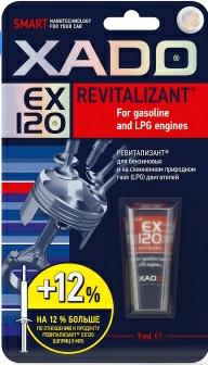 XA 10335, Revitalizant EX120,
Усиленный ревитализант. Предназначен для защиты от износа и восстановительного ремонта бензиновых и газовых двигателей, в том числе форсированных и с турбонаддувом. 
Формирует на поверхностях пар трения металлокерамическое покрытие (детали двигателя восстанавливают свою геометрию). В результате обновленный агрегат по своим эксплуатационным характеристикам превосходит новый и гарантированно служит в 2-4 раза дольше
Восстанавливает и защищает от износа трущиеся детали цилиндропоршневой группы, кривошипно-шатунного и газораспределительного механизмов
Значительно снижает расход топлива (до 30% на холостом ходу)
Повышает до номинального давление масла в системе
Выравнивает и увеличивает компрессию в цилиндрах
Повышает мощность двигателя, улучшает его приемистость
Снижает уровень шумов и вибрации в 10 раз
Увеличивает срок службы узлов в 2-3 раза
Защищает двигатель от негативных последствий «холодного пуска»
Улучшает работу двигателя уже через 50-100 км
Позволяет эксплуатацию двигателя при аварийной утечке масла до 300 км
РЕВИТАЛИЗАНТ® повышенной эффективности с концентрацией активного компонента 120 % по отношению к классическим продуктам в тубе. Благодаря усовершенствованной формуле и усиленному действию имеют улучшенные защитные и восстановительные свойства.
Применение
 Обработка двигателя проводится в три этапа:
1-й этап: Содержимое тубы внести в маслоналивную горловину двигателя, прогретого до рабочей температуры. Запустить двигатель и дать ему поработать на холостом ходу 5-10 минут. 
2-й этап: проводится в том же порядке через 100-250 км пробега.
3-й этап: проводится в том же порядке через 100-250 км пробега.
Примечания
 Обработка считается законченной не менее чем через 1500 км пробега.
Масло до окончания менять не рекомендуется. 
Возможна обработка на холостом ходу (4 часа – эквивалент 200 км пробега).
Новые двигатели с пробегом до 20 000 км обрабатывать в один приём.
Двигатели после капитального ремонта рекомендуется обрабатывать в обычном порядке в три этапа.
Обработка двигателей на сжиженном природном газе аналогична обработке бензиновых двигателей.
Защитное металлокерамическое покрытие формируется на любом работоспособном механизме, однако, если механизм (двигатель) находится в критическом состоянии (износ 100%), необходимо заменить разрушенные детали.
Упаковка
 туба в блистере 9 мл, артикул ХА 10335