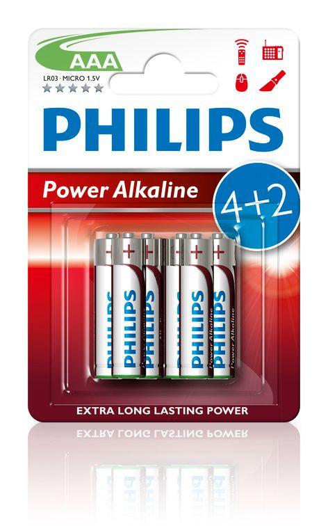 LR03 Powe Alkaline B6, Baterie philips power alkaline aaa b6 (6 buc.)
