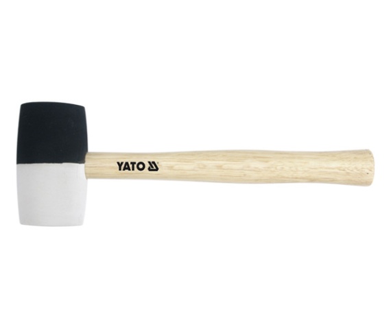 YT-4601, Молоток резиновый c деревянной ручкой 340гр d49мм