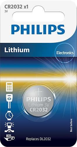 CR2032 3.0V, Baterie philips lithium 3.0v coin 1-blister (20.0 x 3.2) (1 шт.),
